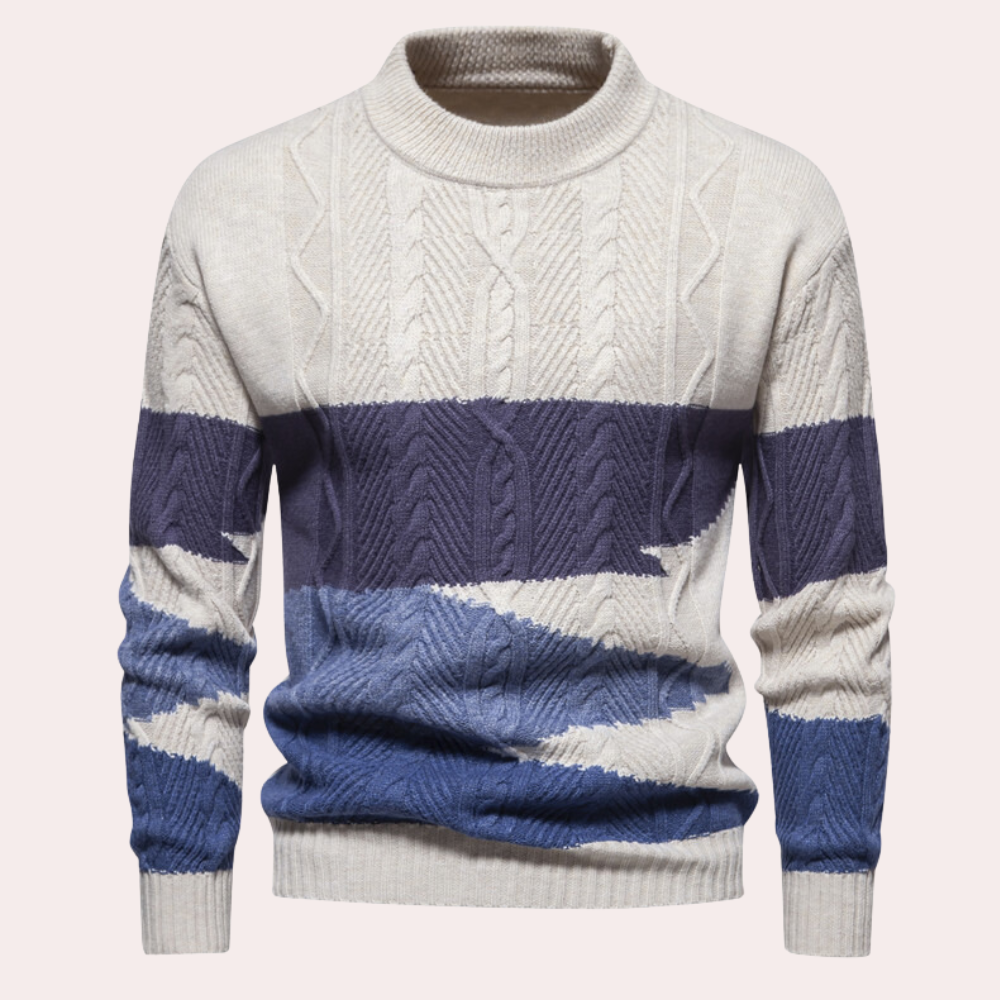 Jersey de Manga Larga con Cuello Redondo y Motivo Tricotado para Hombre | Ideal para Uso Diario y Casual