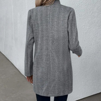 Blazer Largo Con Apertura Frontal Sin Botones Y Bolsillos Con Cremallera Para Mujer | Ideal Para Trabajo O Uso Diario