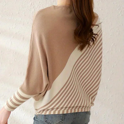 Jersey de Punto a Rayas con Manga Murciélago para Mujer | Ideal para Uso Diario en Climas Frescos