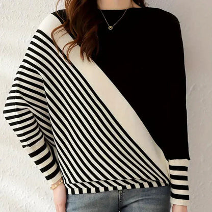Jersey De Rayas Con Manga Murciélago Para Mujeres | Ideal Para Uso Diario
