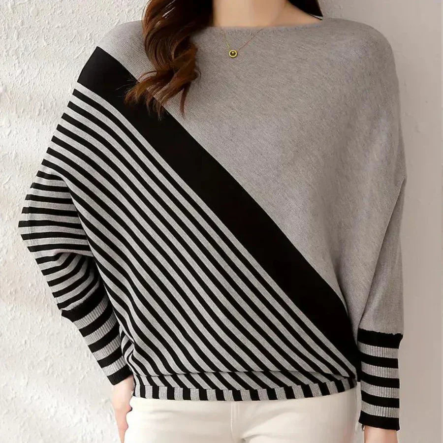 Jersey De Rayas Con Manga Murciélago Para Mujeres | Ideal Para Uso Diario