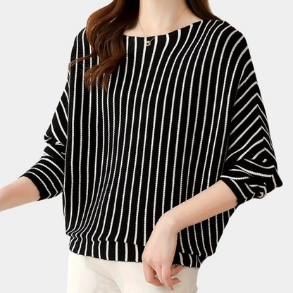 Pulóver A Rayas Con Mangas Largas Para Mujer | Ideal Para Uso Diario