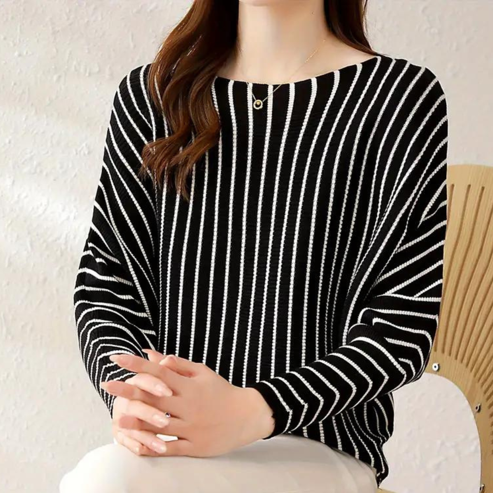 Pulóver A Rayas Con Mangas Largas Para Mujer | Ideal Para Uso Diario