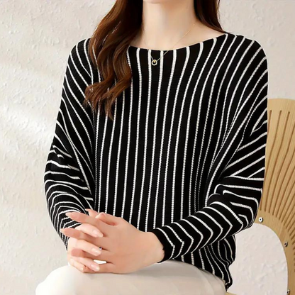Pulóver A Rayas Con Mangas Largas Para Mujer | Ideal Para Uso Diario