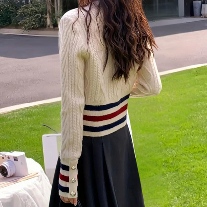 Gilet de Punto con Cierre de Botones y Detalles de Rayas para Mujer | Ideal para Uso Diario