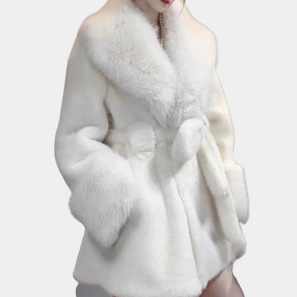 Abrigo con Cuello Amplio y Cinturón para Mujer | Ideal para El Invierno