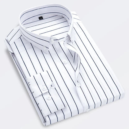 Camisa de Manga Larga con Motivo de Rayas y Corte Slim Fit para Hombre | Ideal para Uso Diario e Informal