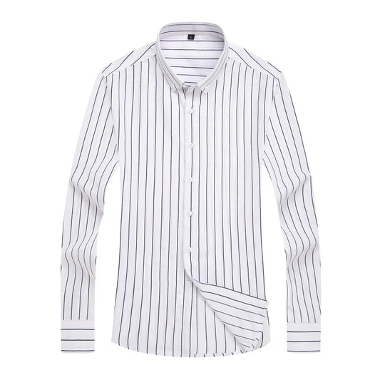 Camisa de Manga Larga con Motivo de Rayas y Corte Slim Fit para Hombre | Ideal para Uso Diario e Informal