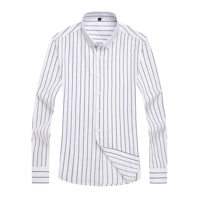 Camisa Slim Fit De Manga Larga Con Rayas Para Hombre | Ideal Para Uso Diario Y Contextos Informales