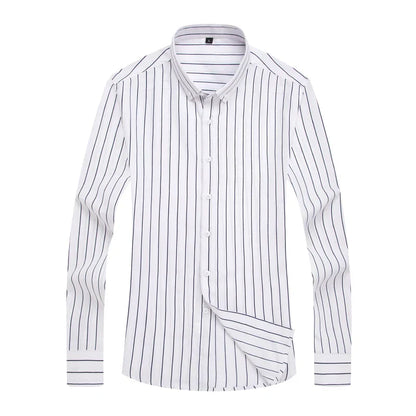 Camisa Slim Fit De Manga Larga Con Rayas Para Hombre | Ideal Para Uso Diario Y Contextos Informales