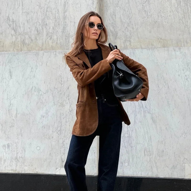 Blazer Con Cuello Clásico Y Mangas Largas Para Mujer | Ideal Para Reuniones Y Uso Diario