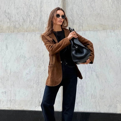 Blazer Con Cuello Clásico Y Mangas Largas Para Mujer | Ideal Para Reuniones Y Uso Diario