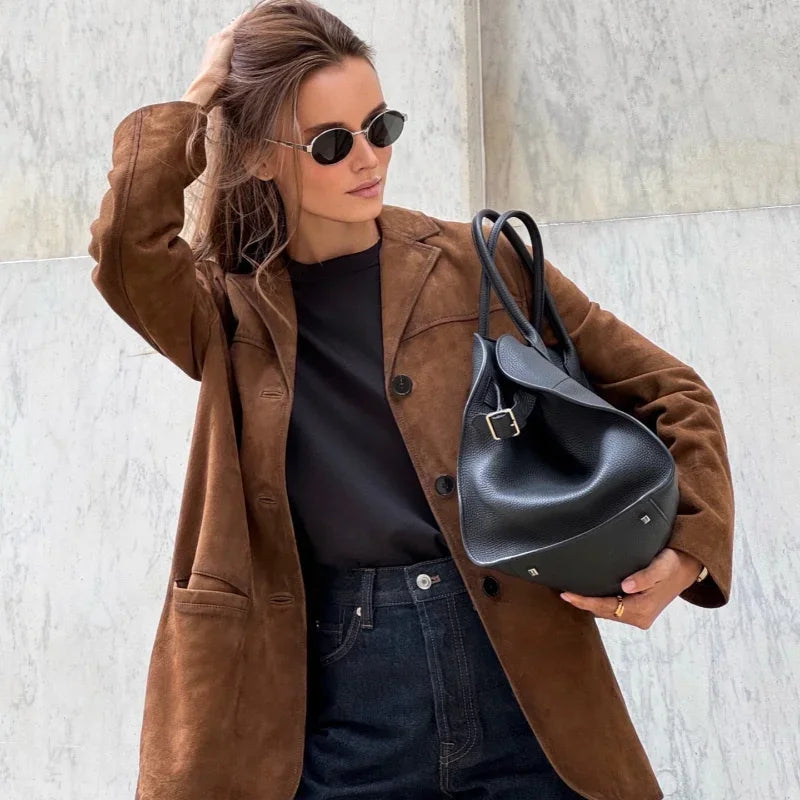 Blazer Con Cuello Clásico Y Mangas Largas Para Mujer | Ideal Para Reuniones Y Uso Diario