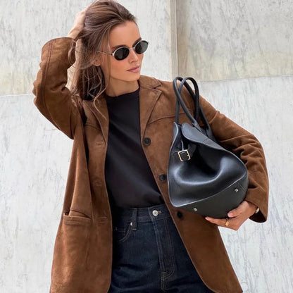Blazer Con Cuello Clásico Y Mangas Largas Para Mujer | Ideal Para Reuniones Y Uso Diario