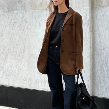 Blazer Con Cuello Clásico Y Mangas Largas Para Mujer | Ideal Para Reuniones Y Uso Diario