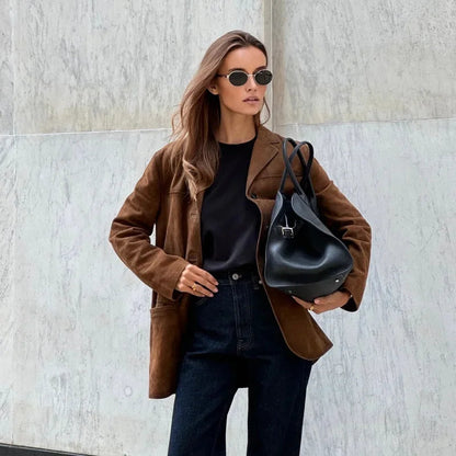 Blazer Con Cuello Clásico Y Mangas Largas Para Mujer | Ideal Para Reuniones Y Uso Diario