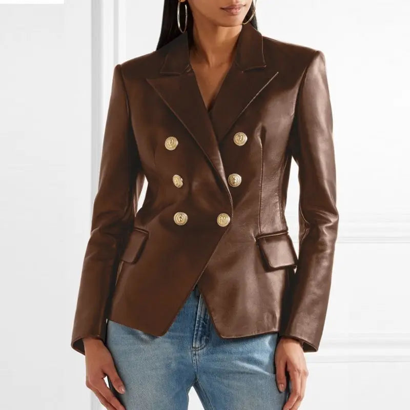 Blazer de Corte Estructurado con Botones Dobles y Cuello con Solapa para Mujer | Uso Diario o Profesional