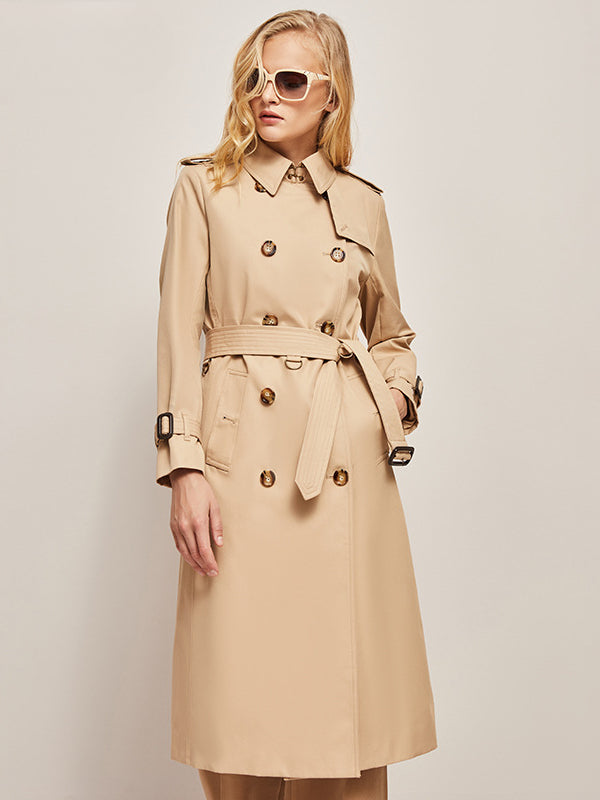 Trench Largo Con Cierre De Doble Botonadura Para Adultos | Ideal Para Salidas Diarias Y Ocasiones Formales