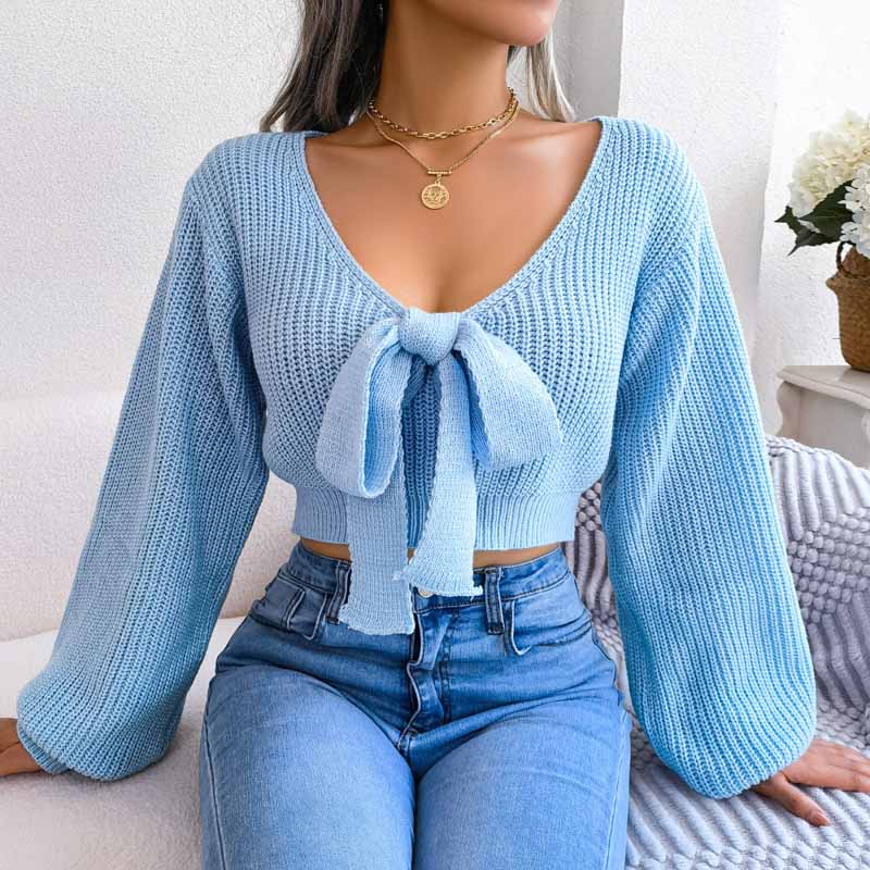 Jersey Con Cuello En V Y Detalle De Nudo Para Mujer | Ideal Para Uso Diario Y Ocasiones