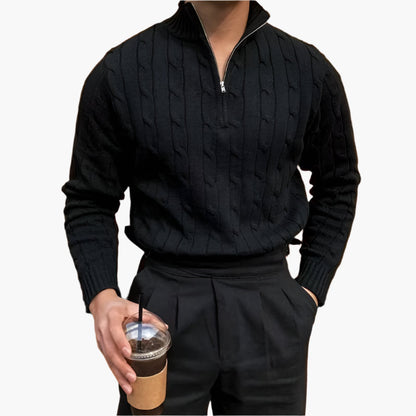 Jersey de Punto Trenzado con Medio Cierre para Hombre | Ideal para Uso Diario