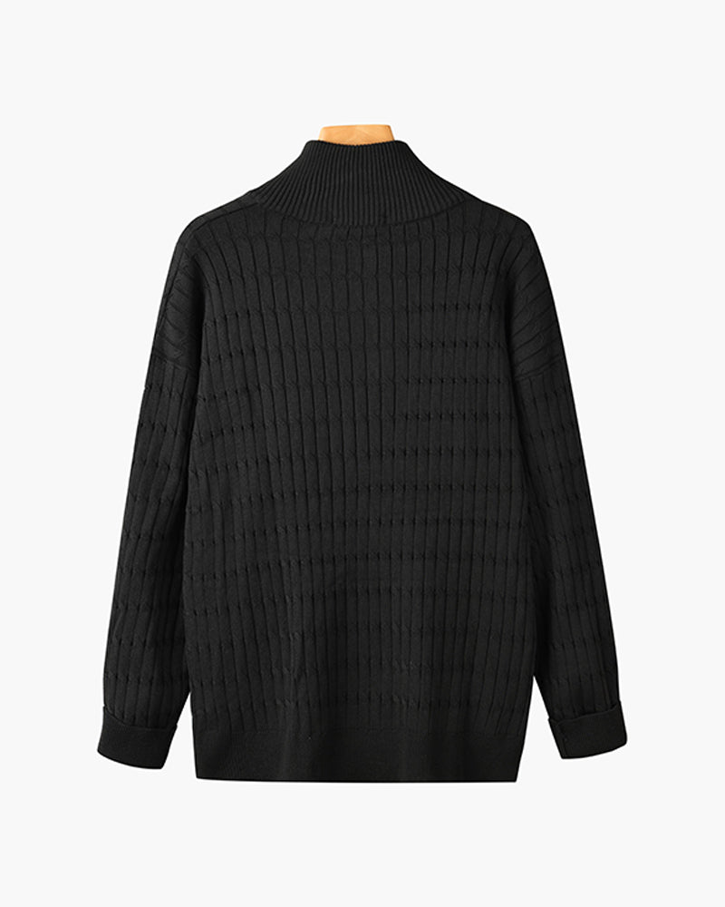 Jersey de Punto Trenzado con Medio Cierre para Hombre | Ideal para Uso Diario