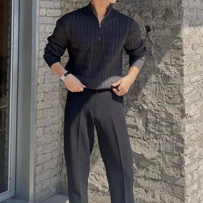 Jersey de Punto Trenzado con Medio Cierre para Hombre | Ideal para Uso Diario