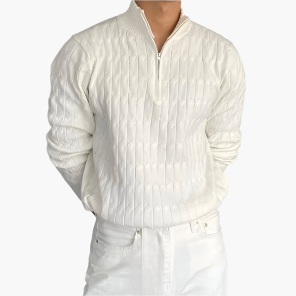 Jersey de Punto Trenzado con Medio Cierre para Hombre | Ideal para Uso Diario