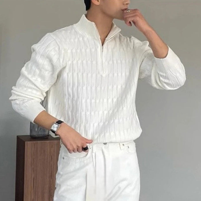 Jersey de Punto Trenzado con Medio Cierre para Hombre | Ideal para Uso Diario