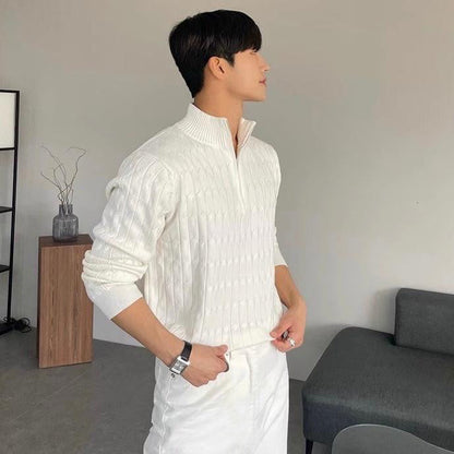 Jersey de Punto Trenzado con Medio Cierre para Hombre | Ideal para Uso Diario