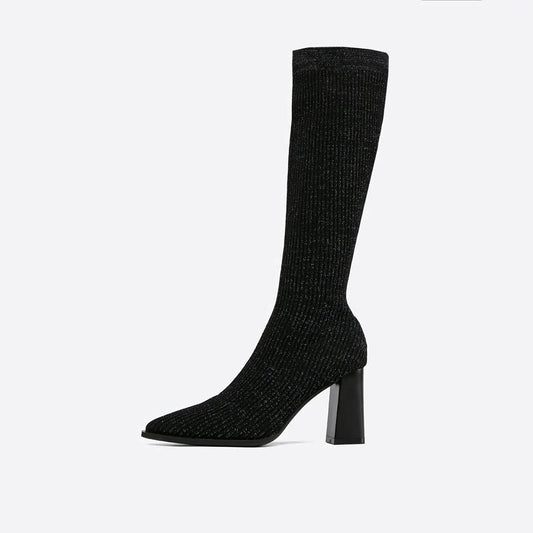 Botas Altas Con Estructura Tejida Para Mujer | Ideal Para Invierno