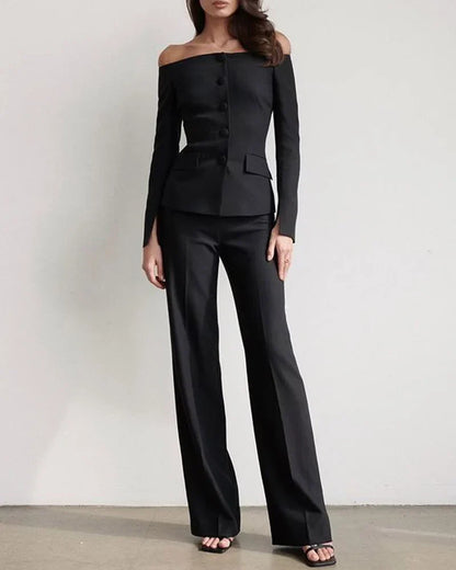Conjunto De Dos Piezas Con Camisa Abotonada Y Pantalón Para Mujer | Ideal Para Uso Diario Y Ocasiones Formales