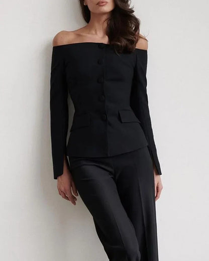 Conjunto De Dos Piezas Con Camisa Abotonada Y Pantalón Para Mujer | Ideal Para Uso Diario Y Ocasiones Formales