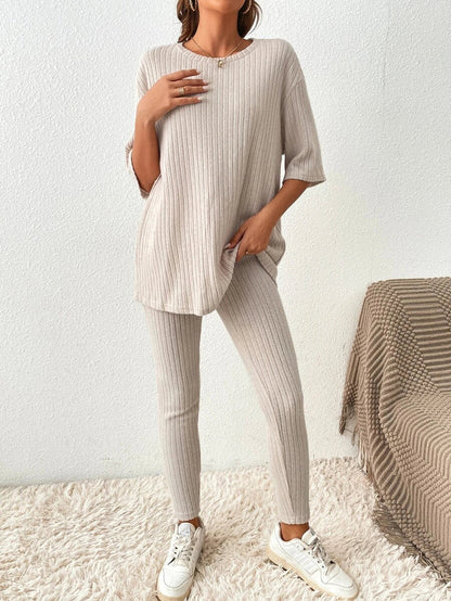 Conjunto de Top de Manga Corta y Pantalón de Corte Amplio para Mujer | Ideal para Uso Diario