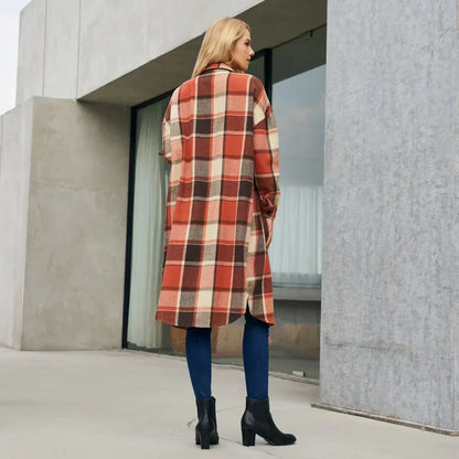 Gabardina Con Patrón De Cuadros Y Aberturas Laterales Para Mujer | Ideal Para Entretiempo