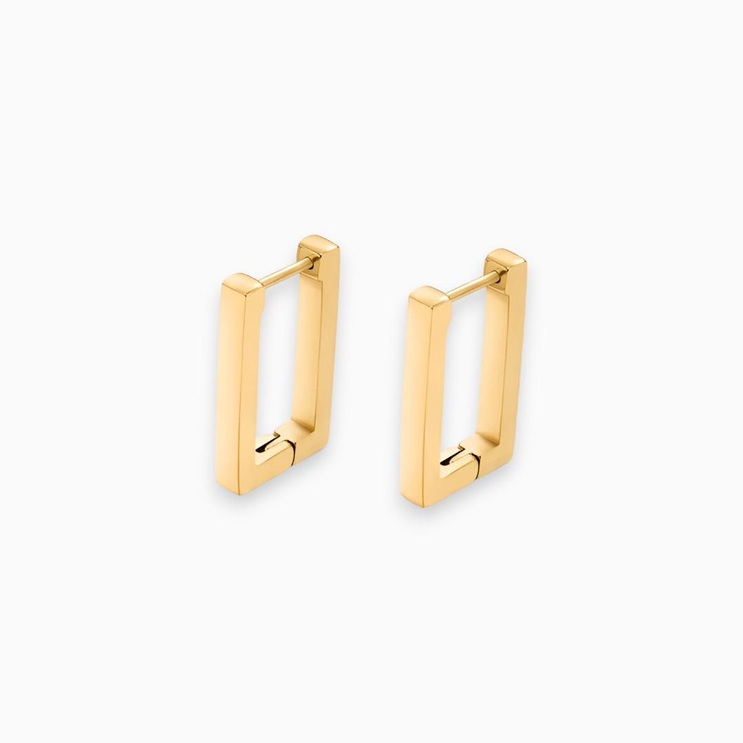 Pendientes de Acero Inoxidable con Baño de 18K y Cierre de Bisagra para Mujer | Ideal para Uso Diario o Diferentes Ocasiones