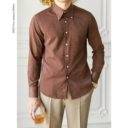 Camisa de Manga Larga con Corte Amplio y Cuello Cuadrado para Hombre | Ideal para Primavera y Uso Diario