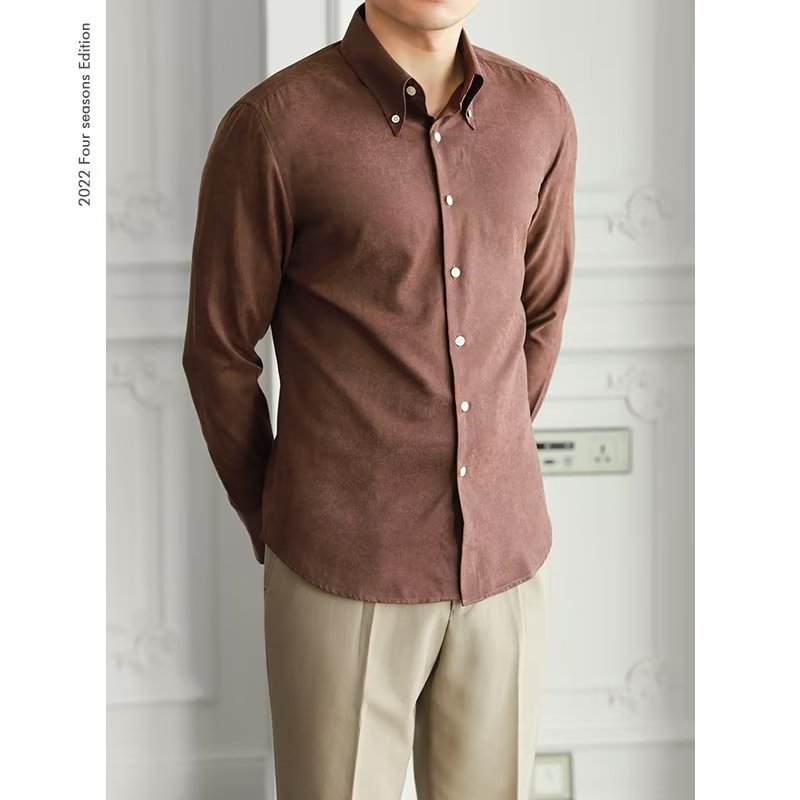 Camisa de Manga Larga con Corte Amplio y Cuello Cuadrado para Hombre | Ideal para Primavera y Uso Diario