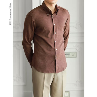 Camisa de Manga Larga con Corte Amplio y Cuello Cuadrado para Hombre | Ideal para Primavera y Uso Diario