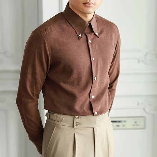 Camisa de Manga Larga con Corte Amplio y Cuello Cuadrado para Hombre | Ideal para Primavera y Uso Diario