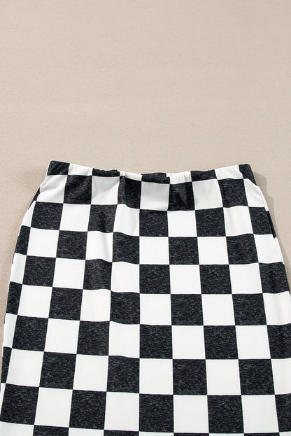 Falda Midi con Fenda Lateral y Motivo de Cuadros para Mujer | Ideal para Uso Diario y Profesional