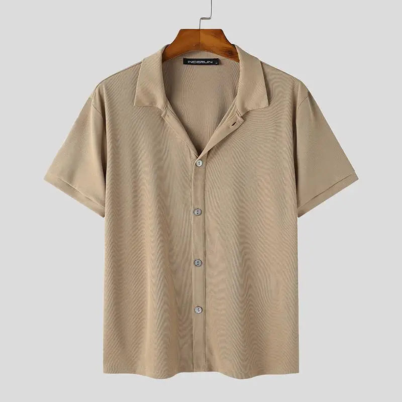 Camisa de Manga Corta con Cuello Clásico para Hombre | Ideal para Uso Diario y Actividades de Ocio