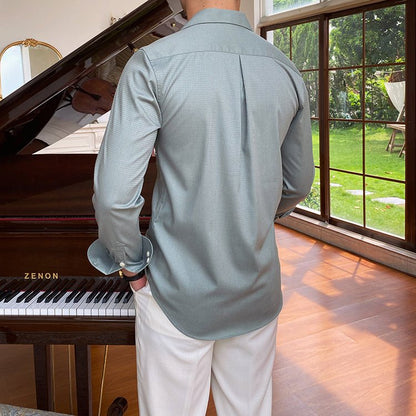 Camisa de Manga Larga con Corte Clásico y Cierre Frontal para Hombre | Ideal para Uso Diario y Variado