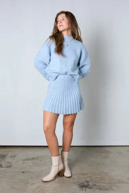 Conjunto De Dos Piezas Con Suéter De Largo Completo Y Falda Plisada Para Mujer | Ideal Para Uso Diario Y Ocasiones