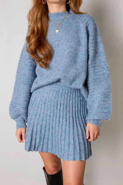 Conjunto De Dos Piezas Con Suéter De Largo Completo Y Falda Plisada Para Mujer | Ideal Para Uso Diario Y Ocasiones