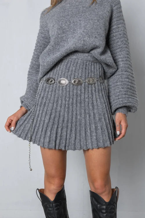 Conjunto de Suéter de Manga Larga y Falda Plisada para Mujer | Ideal para Uso Diario y Salidas