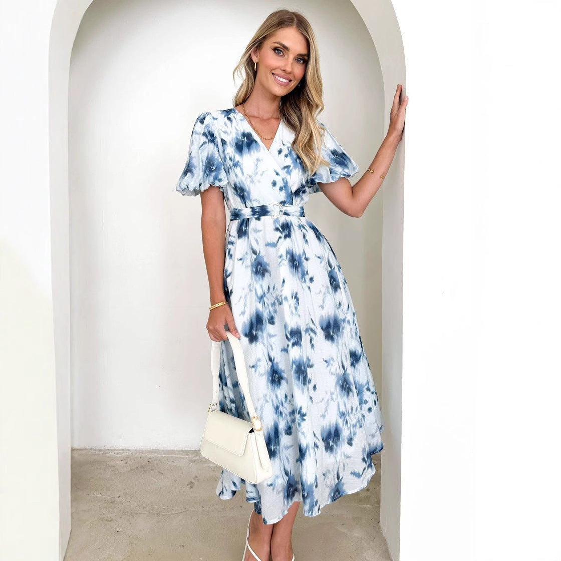 Vestido Midi Con Escote En V Y Diseño De Espalda Abierta Para Mujer | Ideal Para Eventos Y Uso Diario