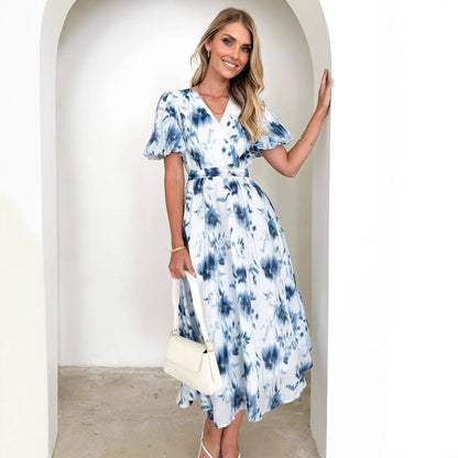 Vestido Midi Con Escote En V Y Diseño De Espalda Abierta Para Mujer | Ideal Para Eventos Y Uso Diario