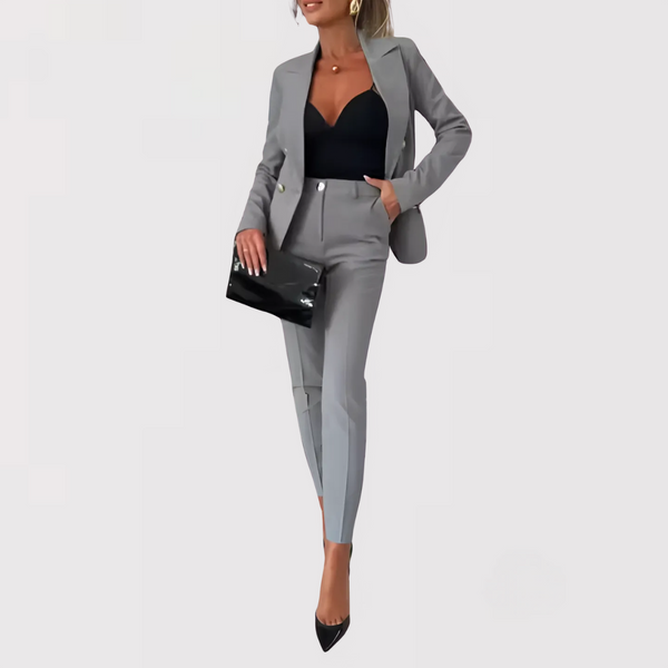 Conjunto De Dos Piezas Con Blazer Y Pantalón De Talle Alto Para Mujer | Ideal Para Uso Profesional Y Diario