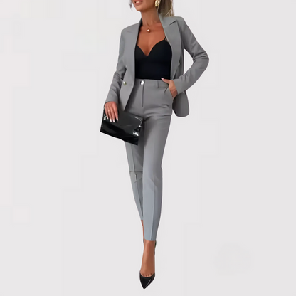 Conjunto De Dos Piezas Con Blazer Y Pantalón De Talle Alto Para Mujer | Ideal Para Uso Profesional Y Diario