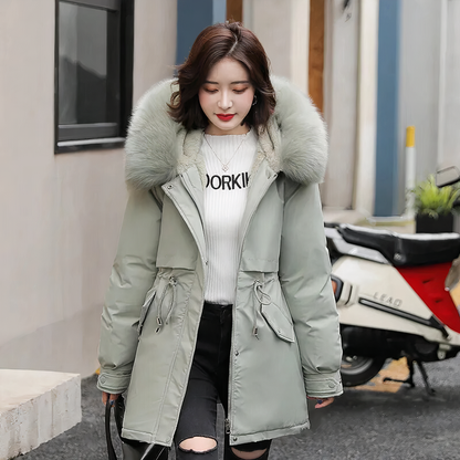 Parka Con Cuello Desmontable Y Corte Funcional Para Mujer | Ideal Para Otoño E Invierno